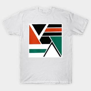 Inverted Red Green Black White Geometric Abstract Acrylic Painting T-Shirt